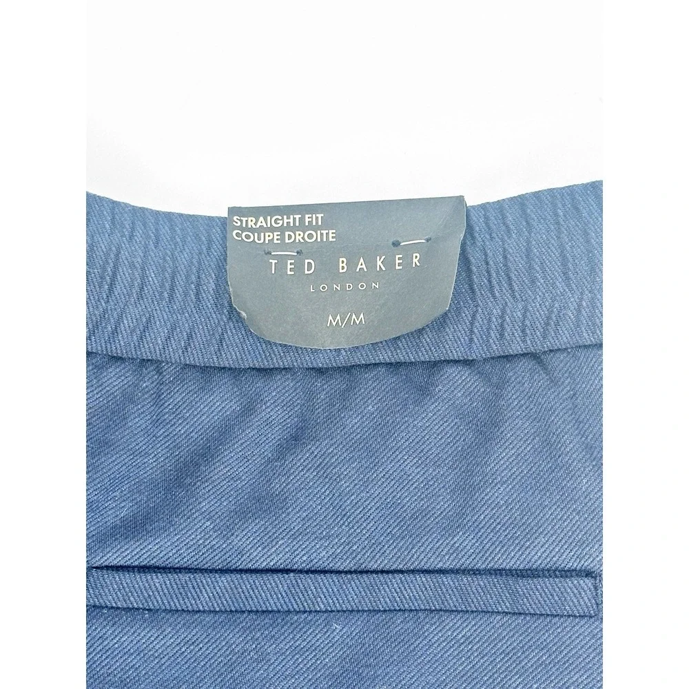 Ted Baker London Mens Navy Blue Straight Twill Drawstring Trousers Sz Med NWT